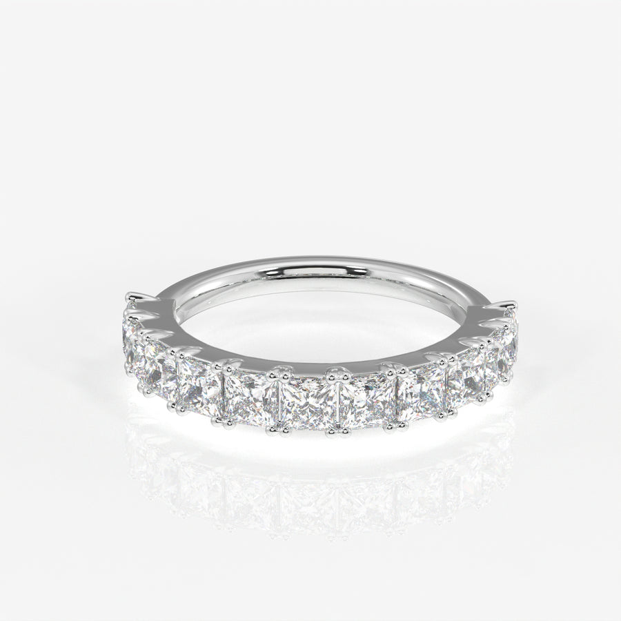 Princess Cut Lab Grown Diamond Wedding Band 9K Gold Ring