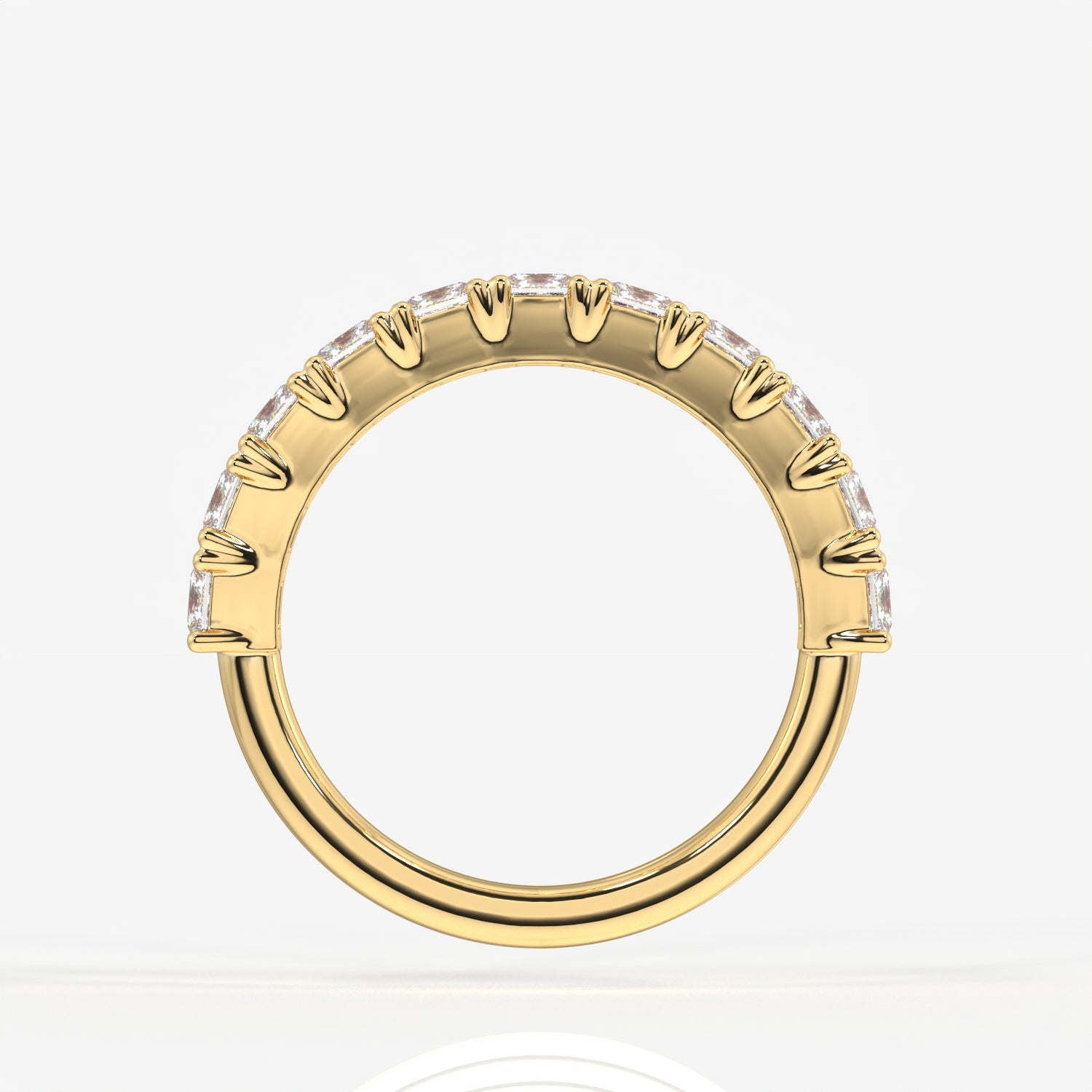 Princess Cut Lab Grown Diamond Wedding Band 9K Gold Ring