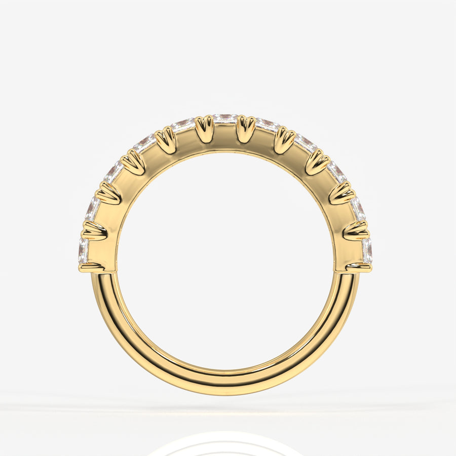 Princess Cut Lab Grown Diamond Wedding Band 9K Gold Ring