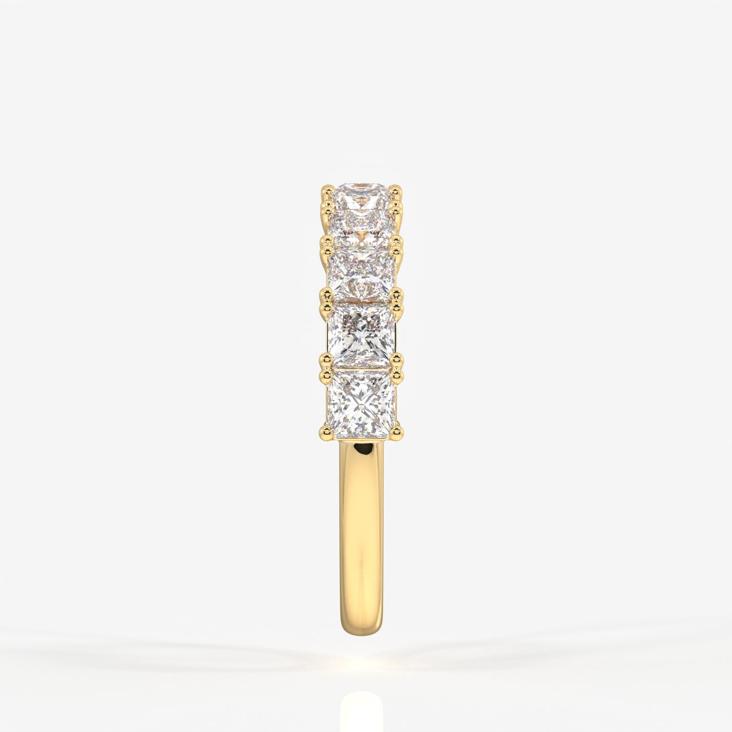Princess Cut Lab Grown Diamond Wedding Band 9K Gold Ring