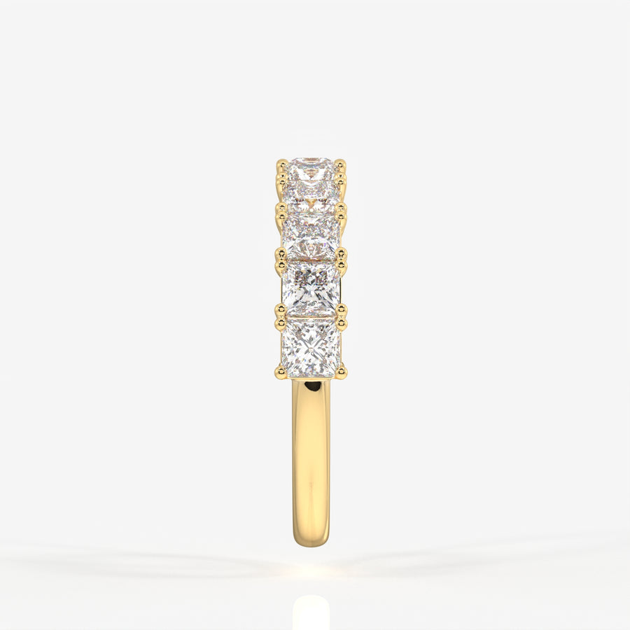 Princess Cut Lab Grown Diamond Wedding Band 9K Gold Ring