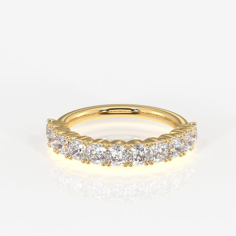 Cushion Cut Lab Grown Diamond Wedding Band 14K Gold Ring