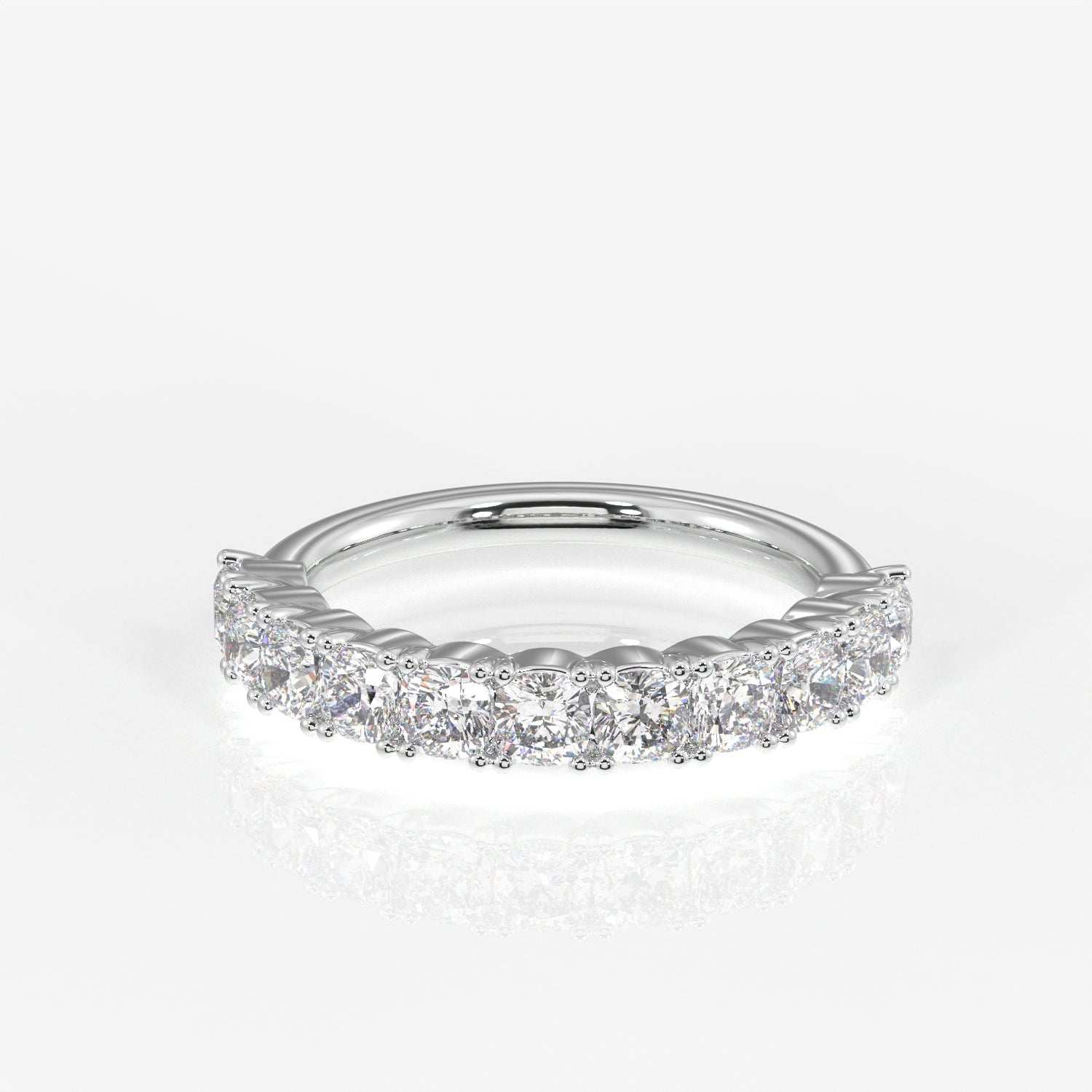 Cushion Cut Lab Grown Diamond Wedding Band 14K Gold Ring