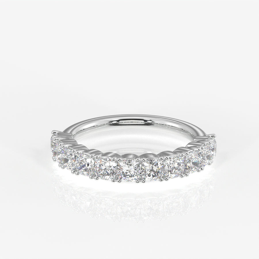 Cushion Cut Lab Grown Diamond Wedding Band 14K Gold Ring