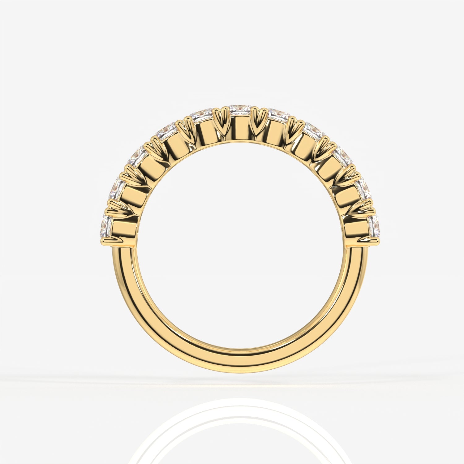 Cushion Cut Lab Grown Diamond Wedding Band 14K Gold Ring
