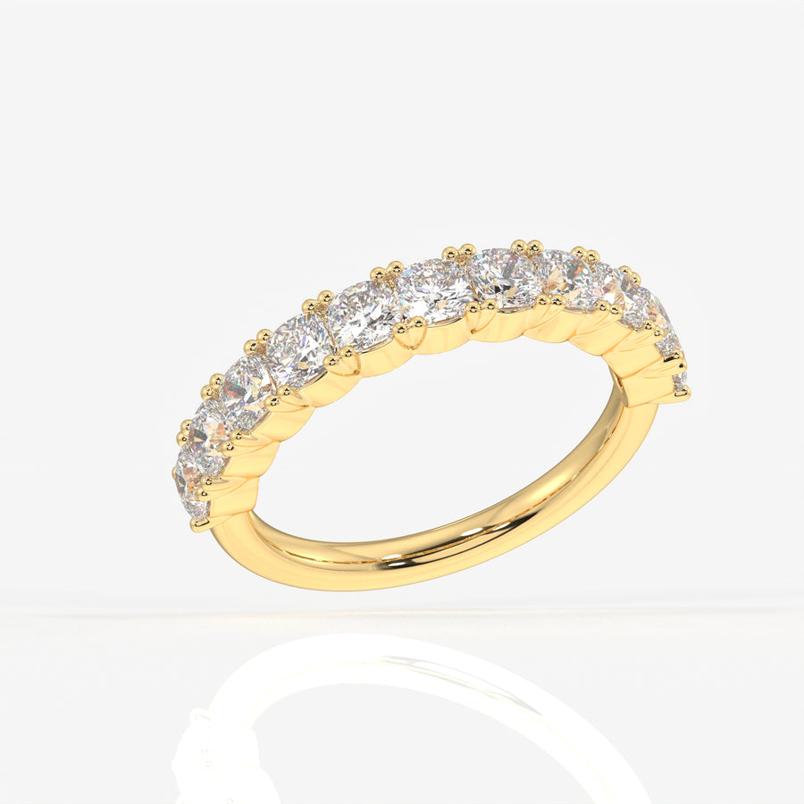 Cushion Cut Lab Grown Diamond Wedding Band 14K Gold Ring