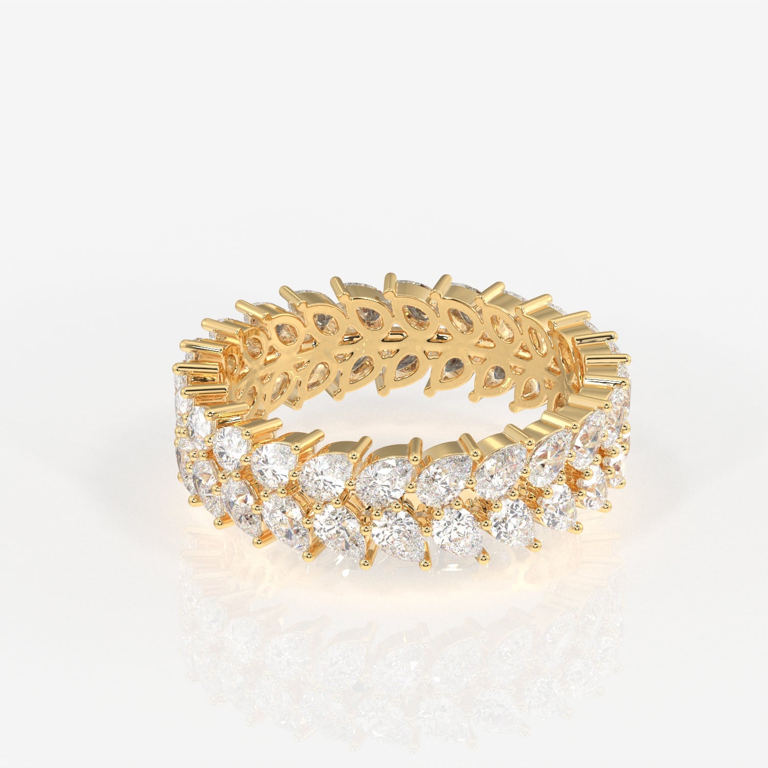 Pear Cut Moissanite Diamond Eternity Band 14K Gold Ring