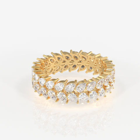 Pear Cut Lab Grown Diamond Eternity Band 14K Gold Ring