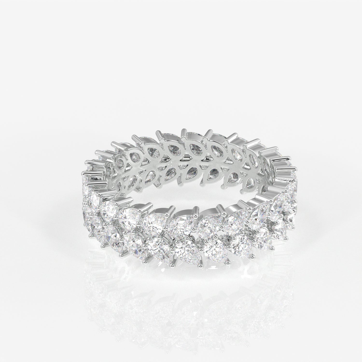 Pear Cut Moissanite Diamond Eternity Band 14K Gold Ring