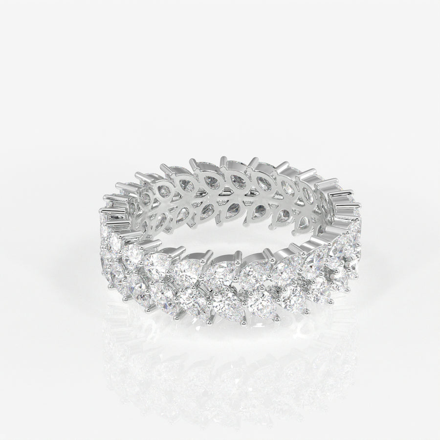 Pear Cut Moissanite Diamond Eternity Band 14K Gold Ring