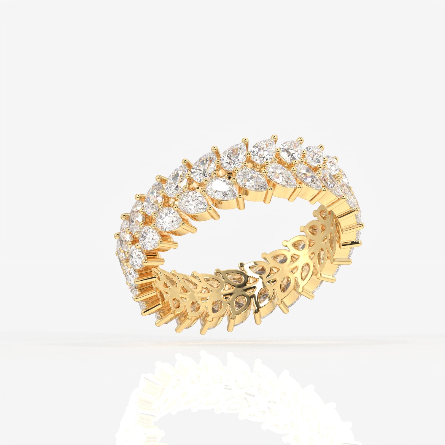 Pear Cut Moissanite Diamond Eternity Band 14K Gold Ring