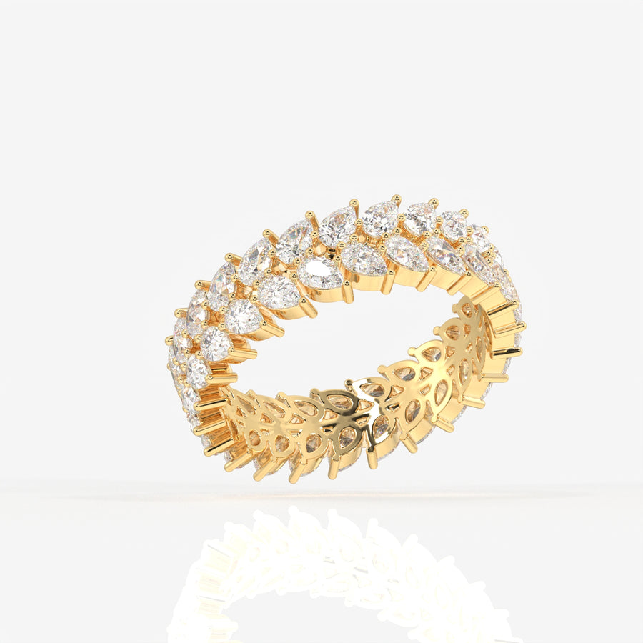 Pear Cut Moissanite Diamond Eternity Band 14K Gold Ring