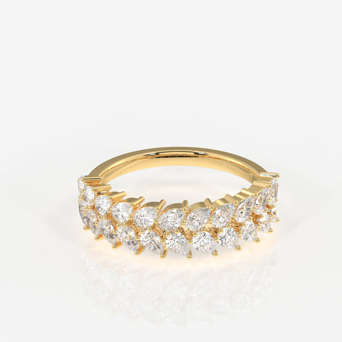 Pear Cut Moissanite Diamond Wedding Band 18K Gold Ring