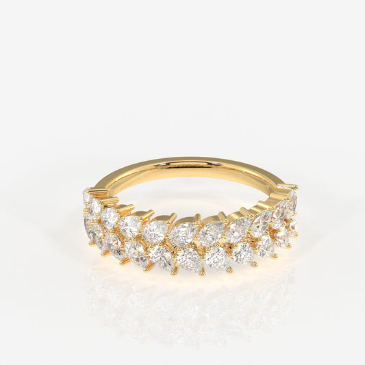 Pear Cut Moissanite Diamond Wedding Band Sterling Silver Ring