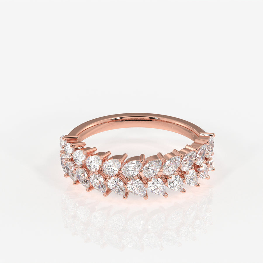 Pear Cut Moissanite Diamond Wedding Band 14K Gold Ring