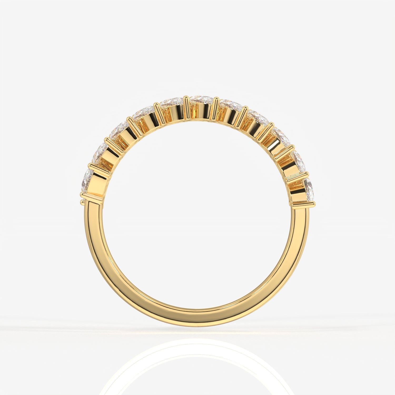 Pear Cut Moissanite Diamond Wedding Band 14K Gold Ring