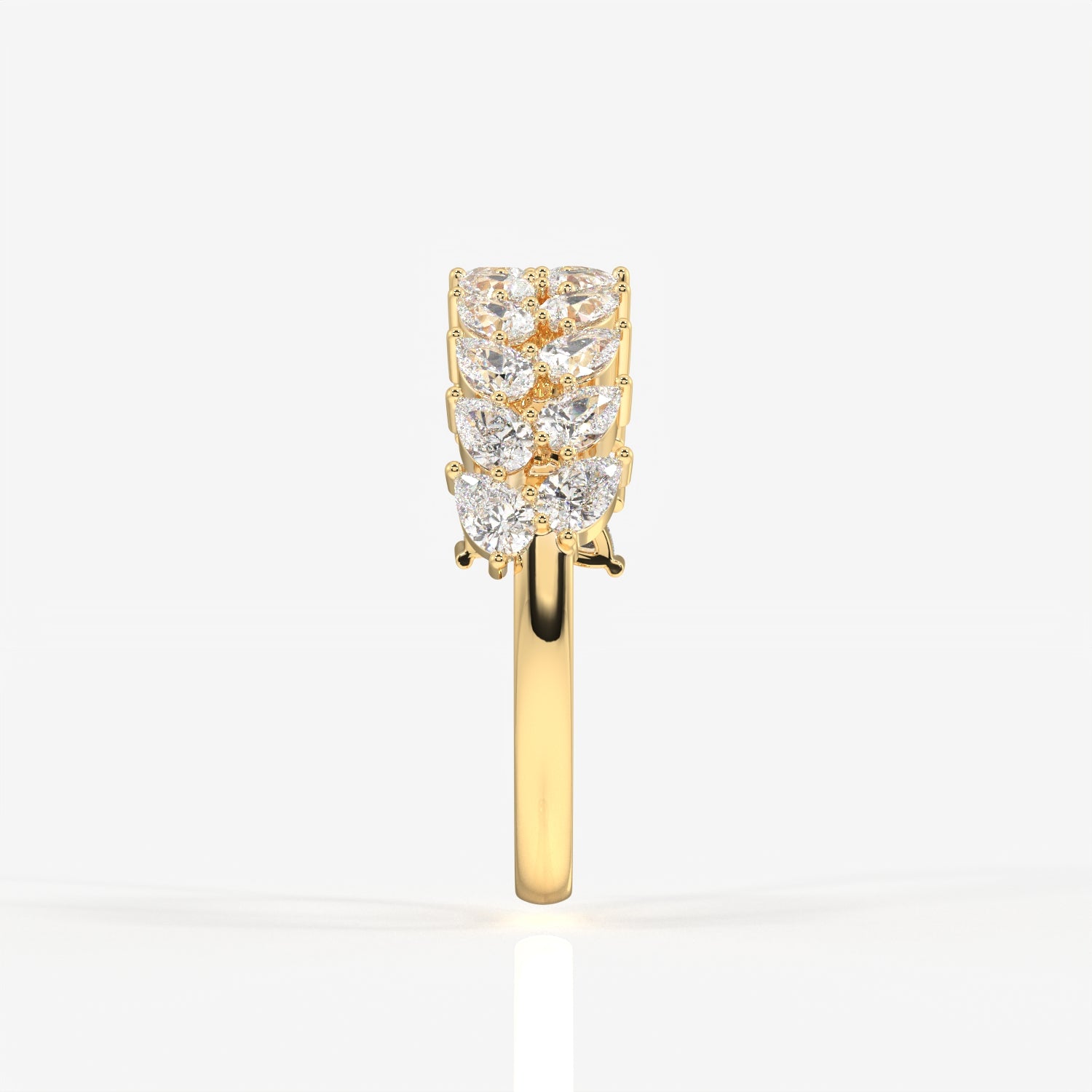Pear Cut Moissanite Diamond Wedding Band 14K Gold Ring