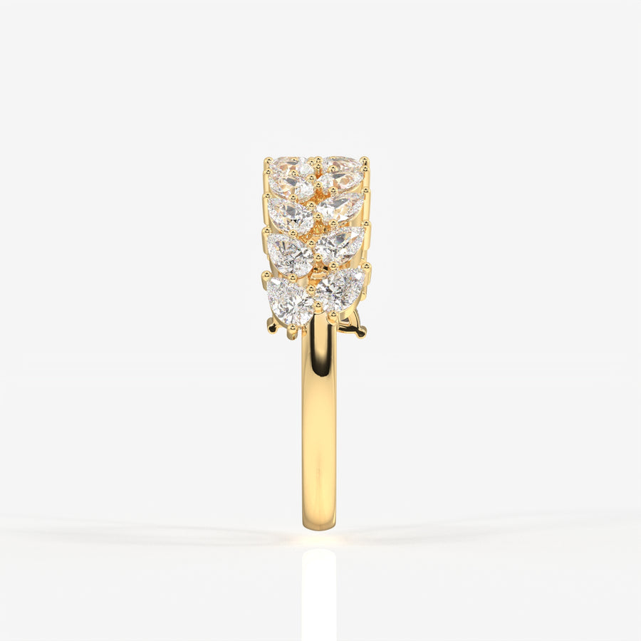 Pear Cut Moissanite Diamond Wedding Band 14K Gold Ring