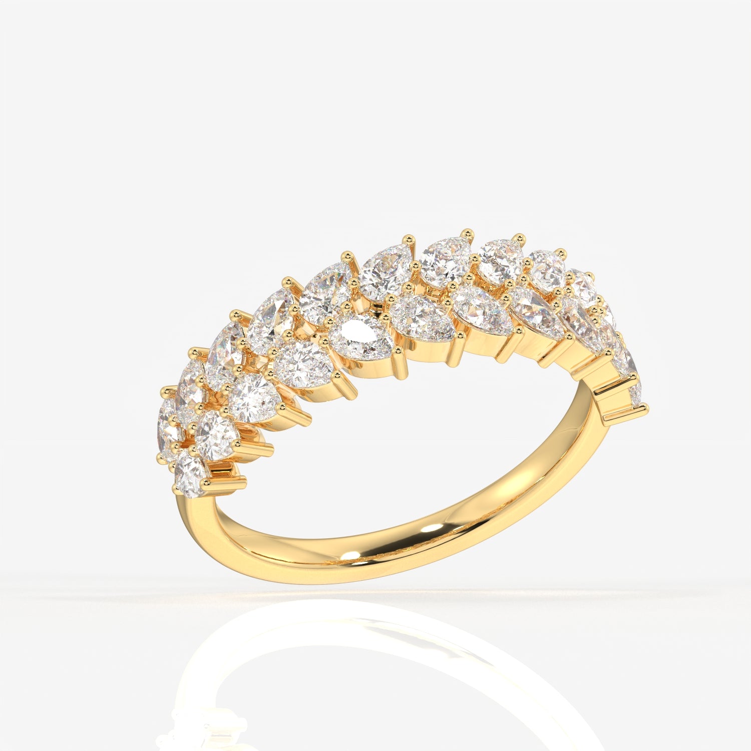 Pear Cut Moissanite Diamond Wedding Band 14K Gold Ring