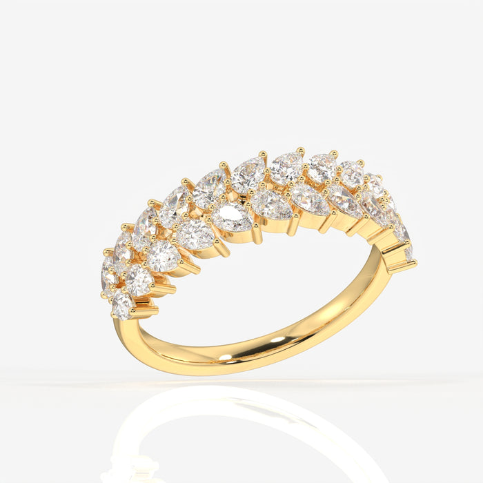 Pear Cut Moissanite Diamond Wedding Band 18K Gold Ring