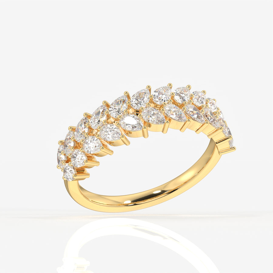 Pear Cut Moissanite Diamond Wedding Band 14K Gold Ring