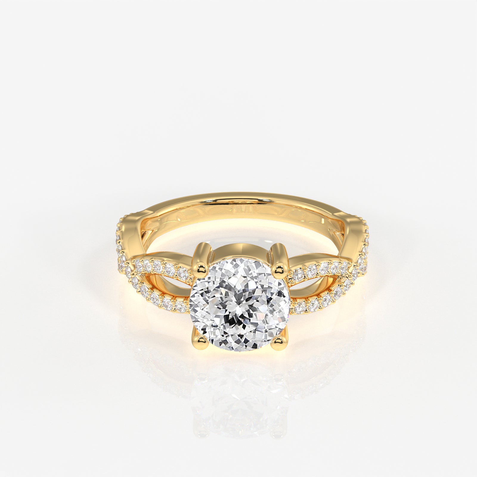 Portuguese Cut Lab Grown Diamond Twisted Engagement 14k Gold Ring