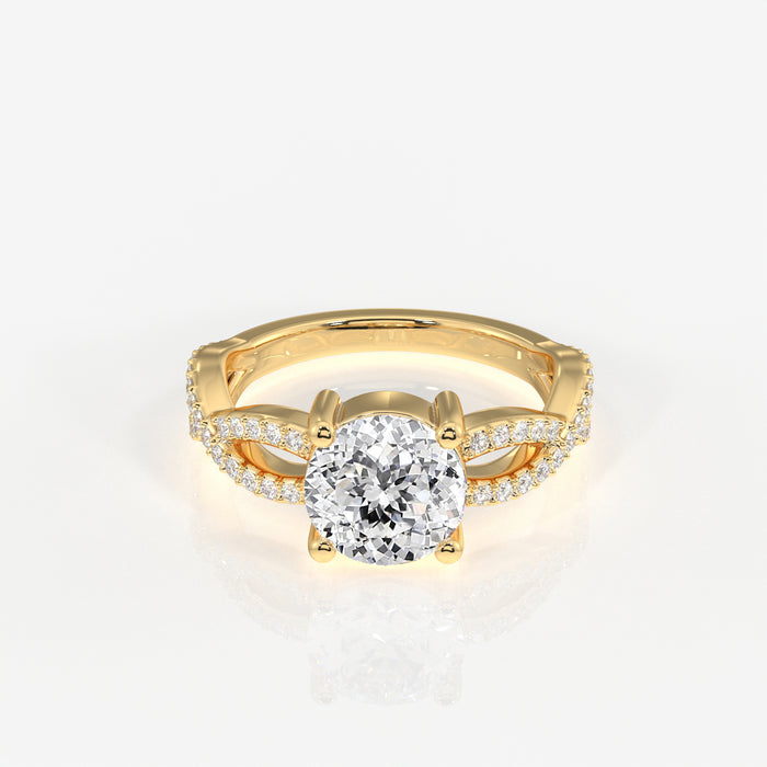 Portuguese Cut Moissanite Diamond Twisted Engagement 18K Gold Ring