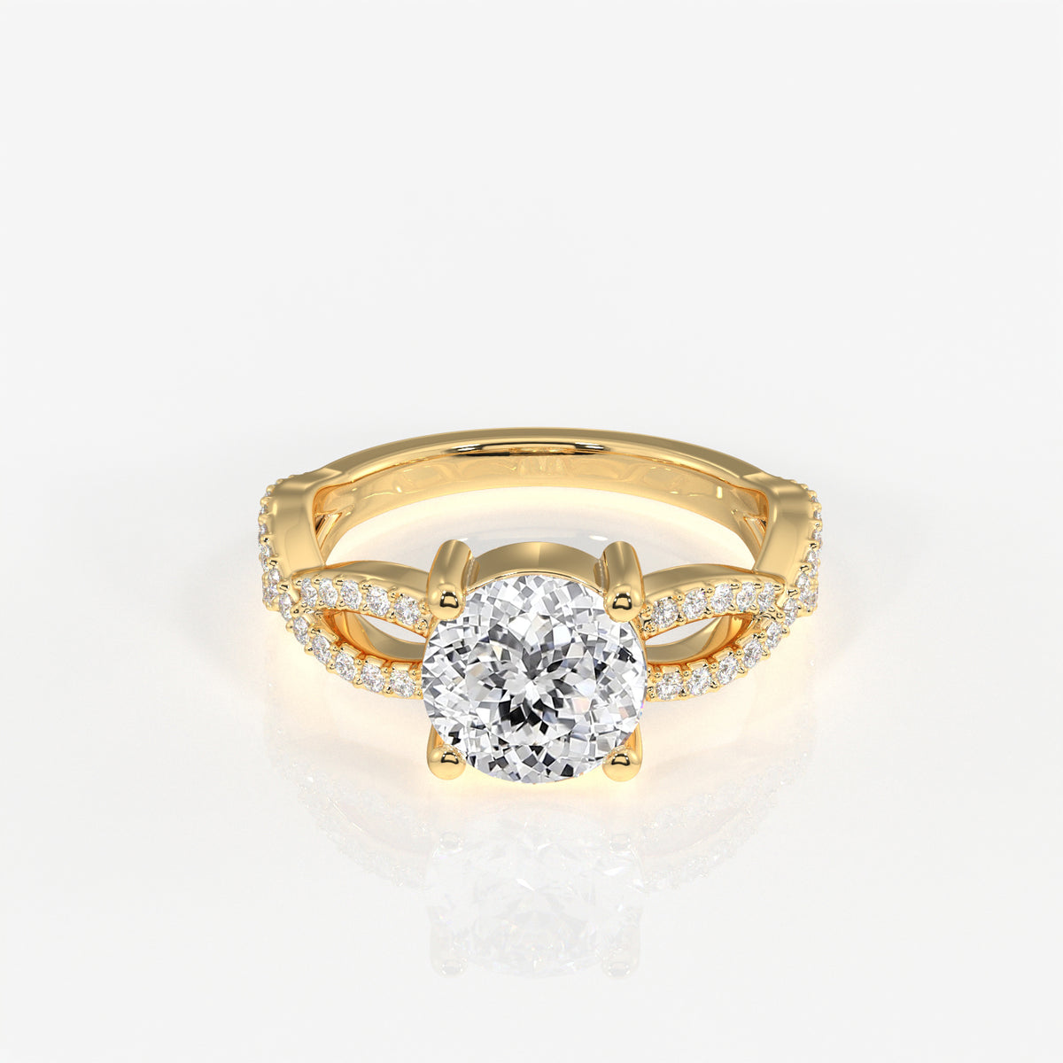 Portuguese Cut Lab Grown Diamond Twisted Engagement 14k Gold Ring