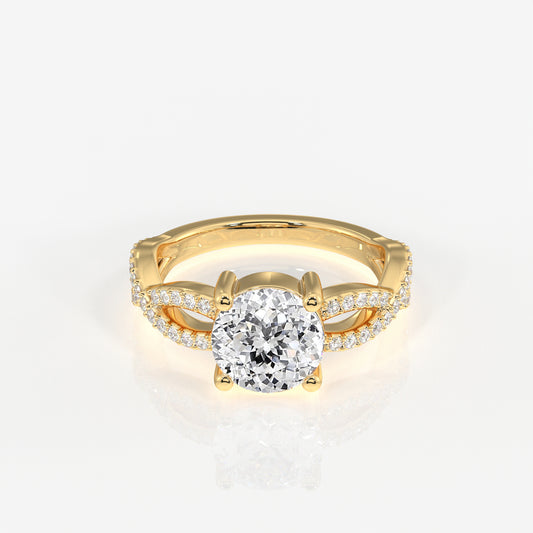Portuguese Cut Moissanite Diamond Twisted Engagement Sterling Silver Ring