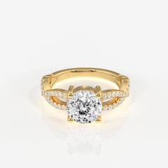 Portuguese Cut Lab Grown Diamond Twisted Engagement 14k Gold Ring