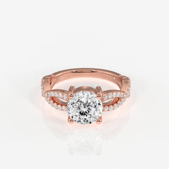 Portuguese Cut Lab Grown Diamond Twisted Engagement 14k Gold Ring