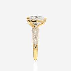Heart Cut Moissanite Diamond Three Layer Pave Sterling Silver Ring