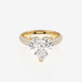 Heart Cut Lab Grown Diamond Three Layer Pave 14K Gold Ring