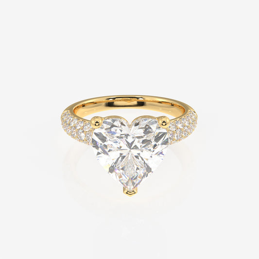 Heart Cut Moissanite Diamond Three Layer Pave Sterling Silver Ring
