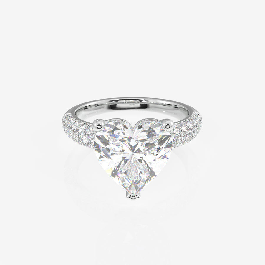 Heart Cut Lab Grown Diamond Three Layer Pave 14K Gold Ring