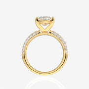 Marquise Cut Moissanite Diamond Three Layer Pave 18K Gold Ring