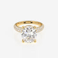 Oval Cut Moissanite Diamond Three Layer Pave 14K Gold Ring
