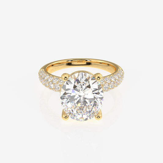 Oval Cut Moissanite Diamond Three Layer Pave Sterling Silver Ring
