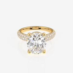 Oval Cut Moissanite Diamond Three Layer Pave Sterling Silver Ring