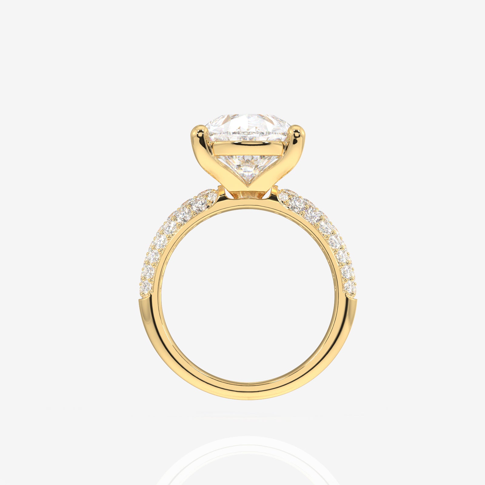 Pear Cut Lab Grown Diamond Three Layer Pave 14K Gold Ring