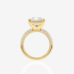 Radiant Cut Moissanite Diamond Three Layer Pave Sterling Silver Ring