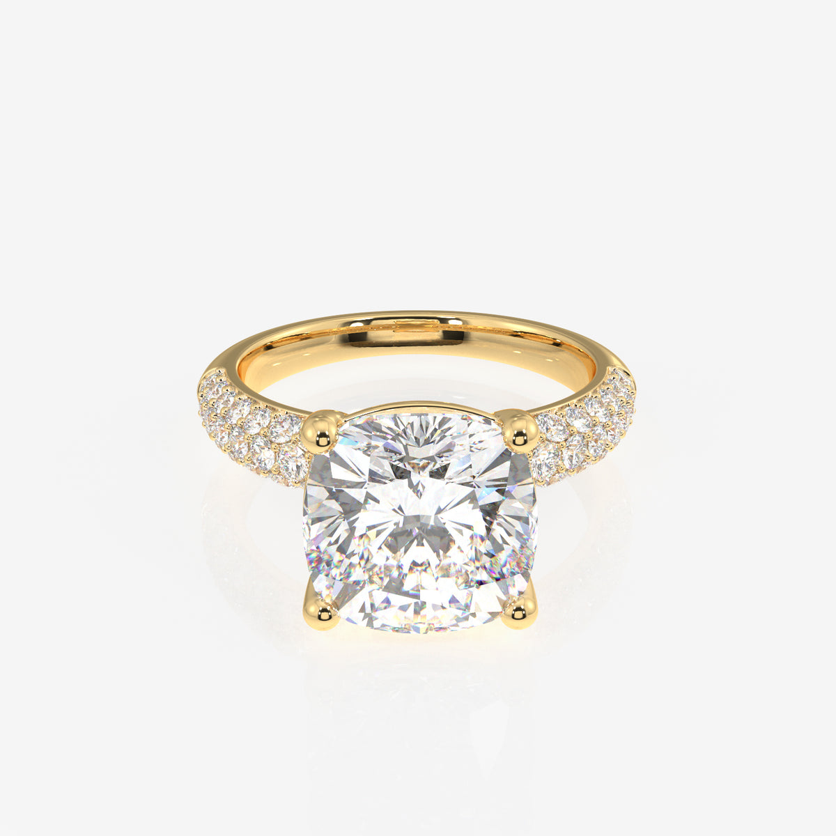 Cushion Cut Moissanite Diamond Three Layer Pave Sterling Silver Ring