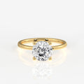 Portuguese Cut Lab Grown Diamond Petite Solitaire Engagement 14k Gold Ring