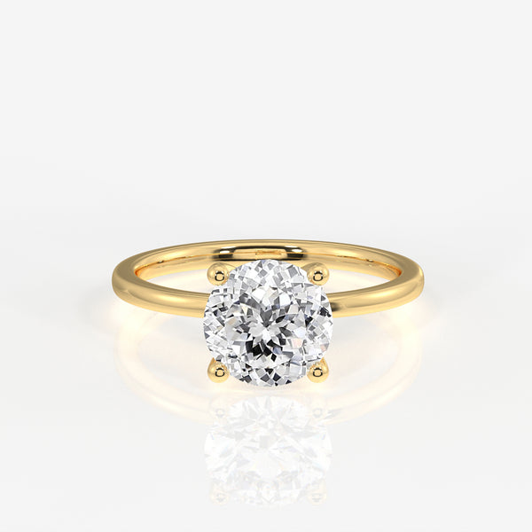 Portuguese Cut Lab Grown Diamond Classic Solitaire Engagement 14k Gold Ring
