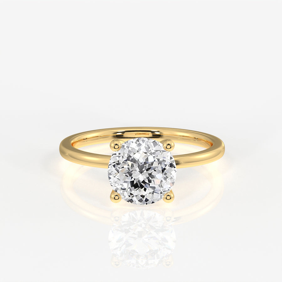 Portuguese Cut Lab Grown Diamond Petite Solitaire Engagement 14k Gold Ring