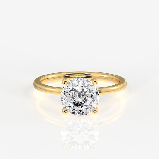 Portuguese  Cut Moissanite Diamond Classic Solitaire Engagement Sterling Silver Ring