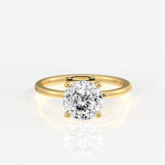 Portuguese Cut Moissanite Diamond Provence Solitaire Engagement Sterling Silver Ring