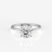 Portuguese Cut Lab Grown Diamond Petite Solitaire Engagement 14k Gold Ring