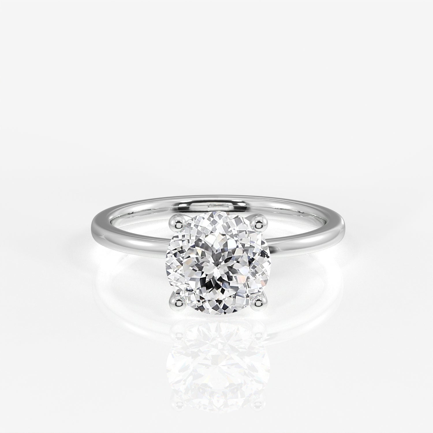 Portuguese Cut Lab Grown Diamond Petite Solitaire Engagement 14k Gold Ring