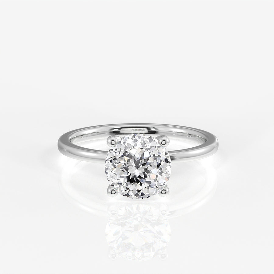 Portuguese Cut Lab Grown Diamond Petite Solitaire Engagement 14k Gold Ring